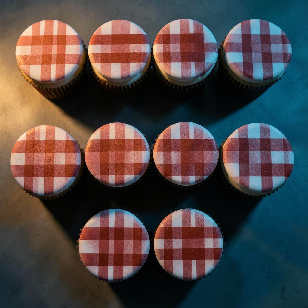 Gingham cupcakes — Gingham, twelve up