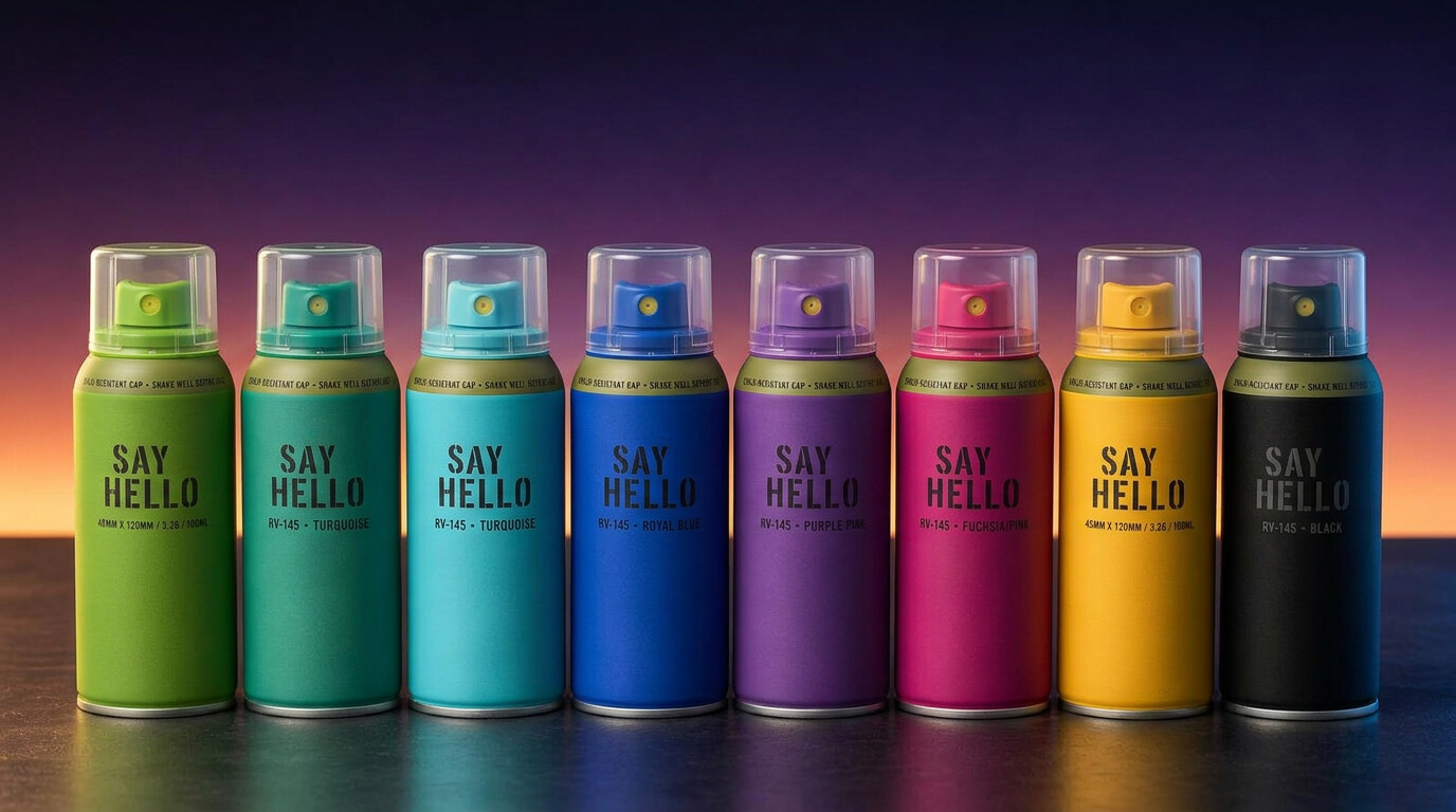 Say Hello cans in eight matte colors